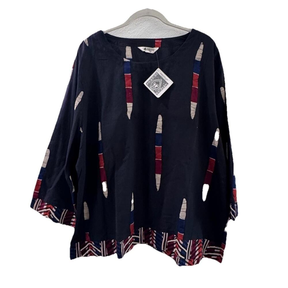 NEW MarketPlace Handwork of India 100% Cotton Blouse Embroidered 2W 22-24 Boho